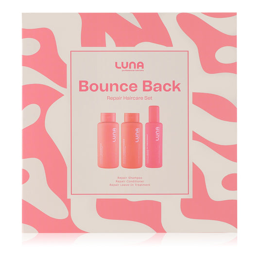 LUNA PRO HAIRCARE Bounce Back Holiday Gift Set Repair Shampoo Conditioner and Leave In Treatment